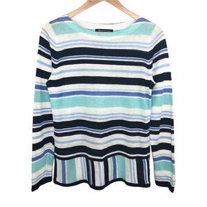 Brooks Brothers Women’s Blue Striped Linen Knit Long Sleeves Top Size S